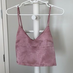 Pink satin cami crop top